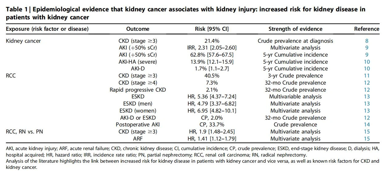 Epidemiological evidence that kidney cancer associates with kidney injury: increased risk for kidney disease in patients with kidney cancer Epidemiological evidence that kidney cancer associates with kidney injury: increased risk for kidney disease in patients with kidney cancer